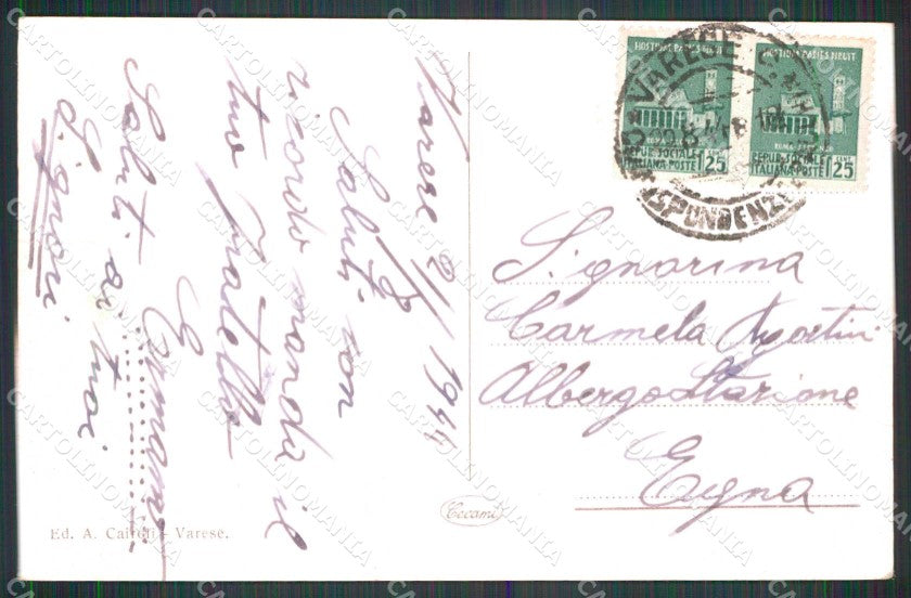 Varese Città Tre Croci Monte Campo dei Fiori cartolina RT1858 – retro