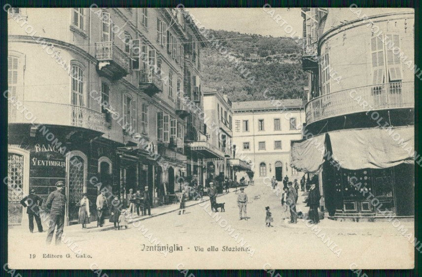 Imperia Ventimiglia Via alla Stazione cartolina RT1875 – fronte
