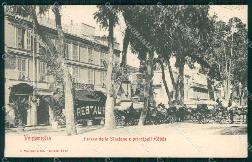 Imperia Ventimiglia Piazza della Stazione Hotels Modiano 8317 cartolina RT1877 – fronte