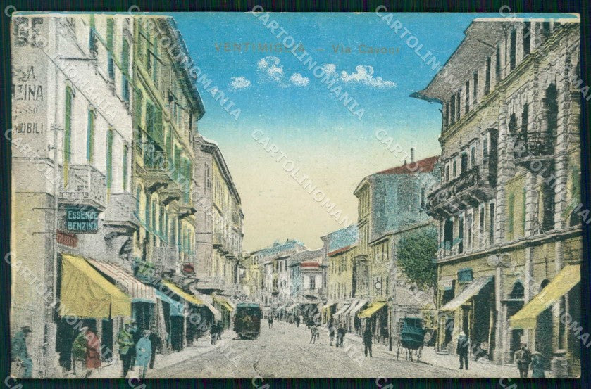 Imperia Ventimiglia Via Cavour Tram cartolina RT1885 – fronte