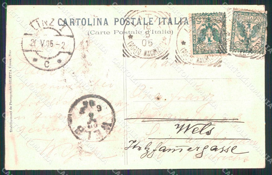 Imperia Ventimiglia Grimaldi Hotel Ristorante Garibaldi cartolina RT1890 – retro