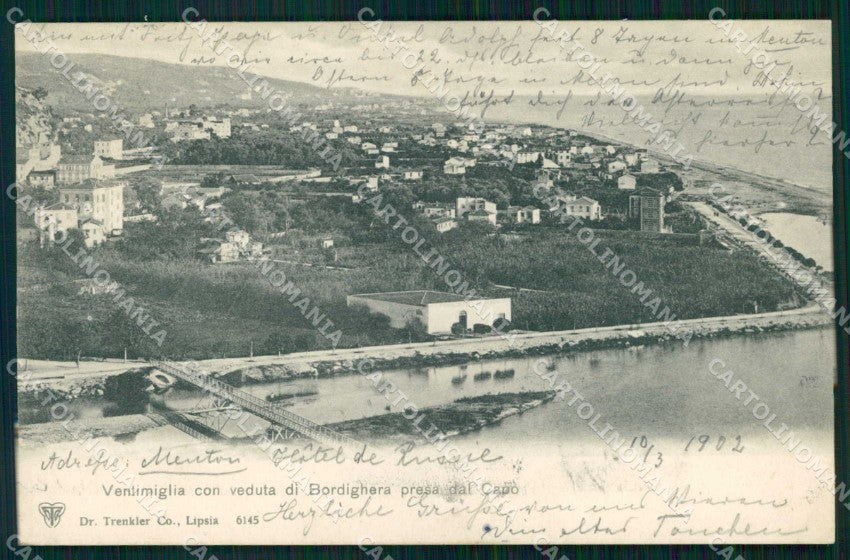 Imperia Ventimiglia Veduta di Bordighera Trenkler 6145 cartolina RT1894 – fronte