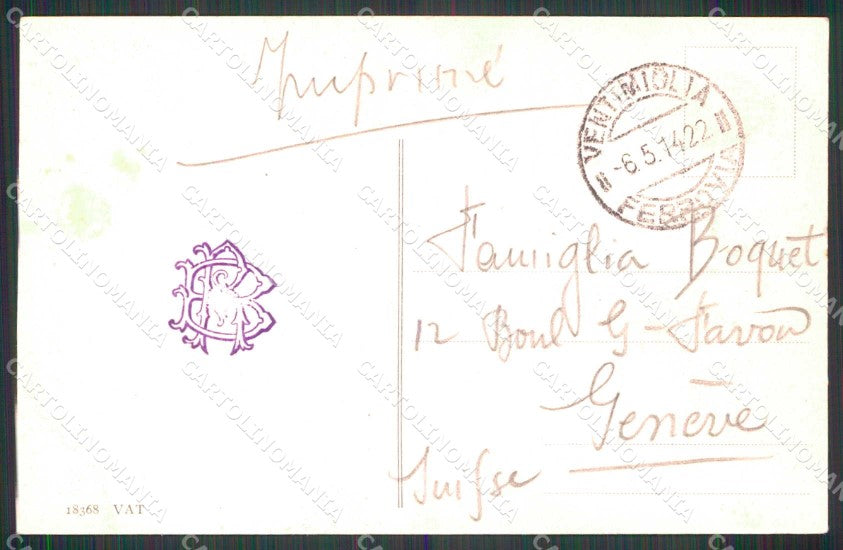 Imperia Ventimiglia Vicolo Olivi Alterocca 18368 cartolina RT1897 – retro