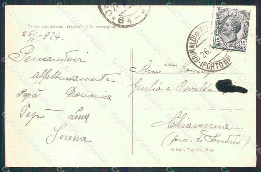 Imperia Ventimiglia Grimaldi Torre Romana Castello cartolina RT1914 – retro