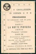 Vicenza Città Reggimento Cavalleggeri Programma Musicale cartolina RT1919 – fronte