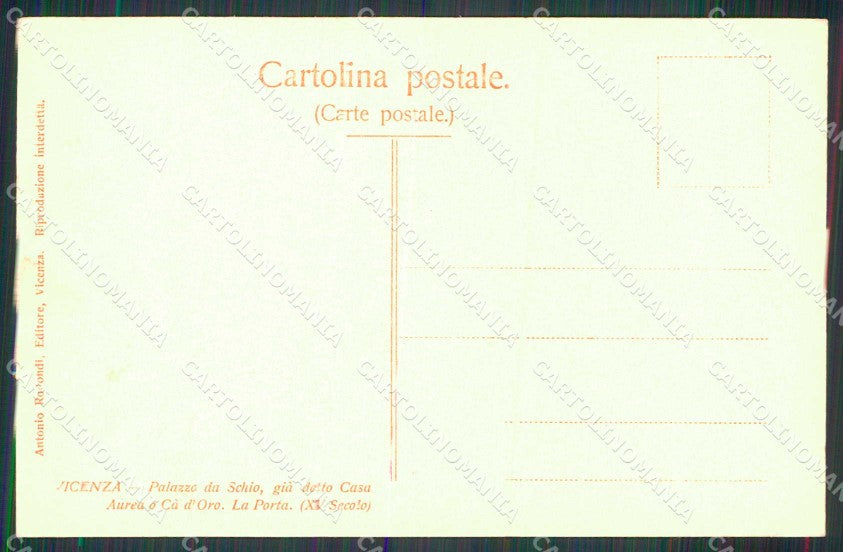Vicenza Città Porta del Palazzo da Schio cartolina RT1924 – retro