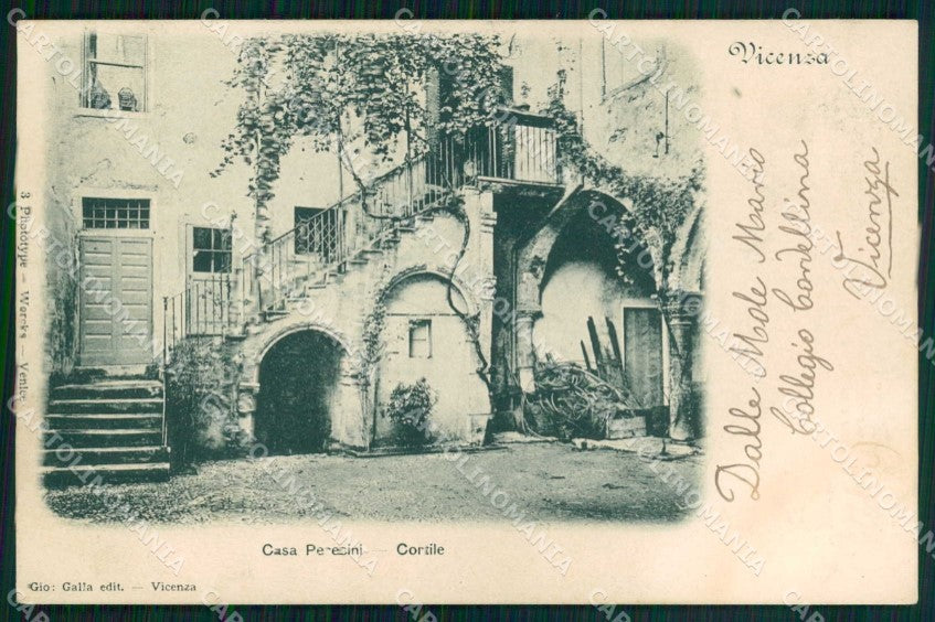 Vicenza Città Casa Perecini Cortile cartolina RT1954 – fronte