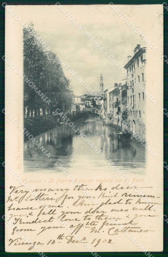 Vicenza Città Fiume Retrone SCOLLATA cartolina RT1956 – fronte