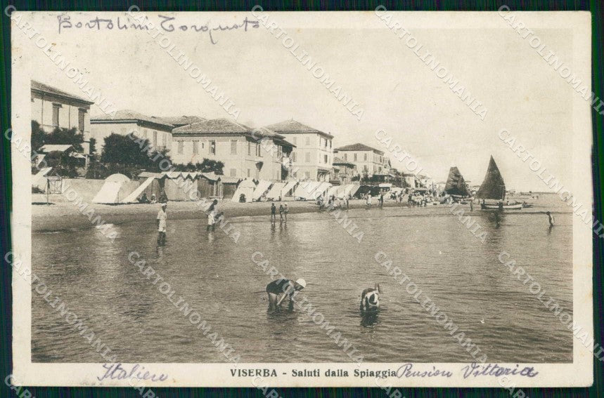 Rimini Viserba Saluti da Spiaggia cartolina RT1970 – fronte