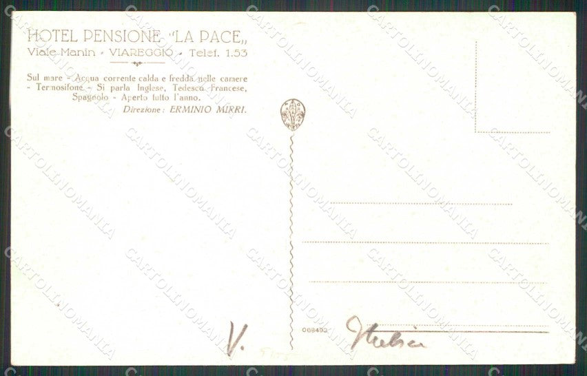Lucca Viareggio Hotel Pensione La Pace cartolina RT1986 – retro