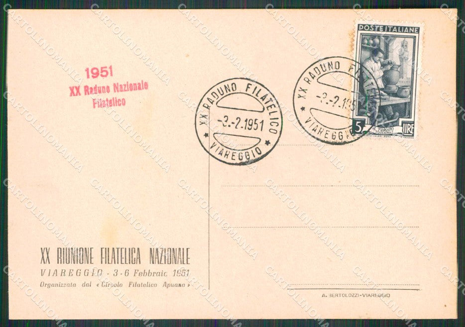 Lucca Viareggio XX Riunione Filatelica Nazionale Celebrativa FG cartolina RT2039 – retro