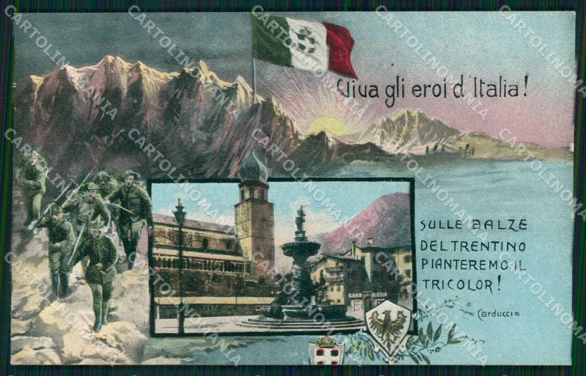 Trieste Città Castello S Giusto Carducci Tricolore Bersaglieri cartolina RT2060 – fronte