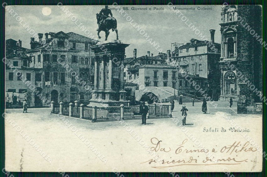 Venezia Città Saluti da Monumento Colleoni Chiaro di Luna cartolina RT2085 – fronte
