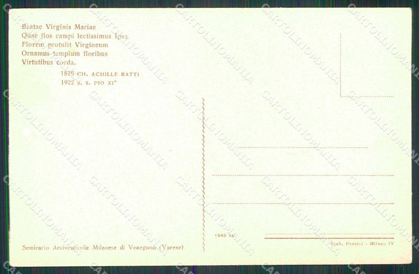 Varese Venegono Inferiore Seminario Arcivescovile Milanese cartolina RT2087 – retro