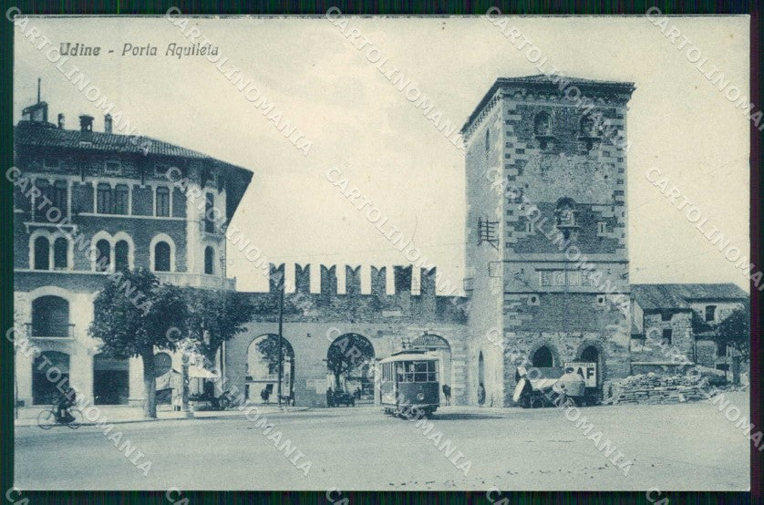 Udine Città Porta Aquileia Tram cartolina RT2213 – fronte