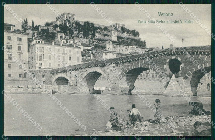 Verona Città Ponte della Pietra Castel San Pietro cartolina RT2242 – fronte