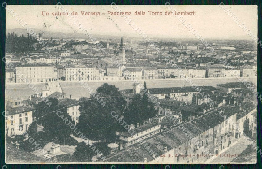 Verona Città Saluto da Veduta dalla Torre dei Lamberti cartolina RT2269 – fronte