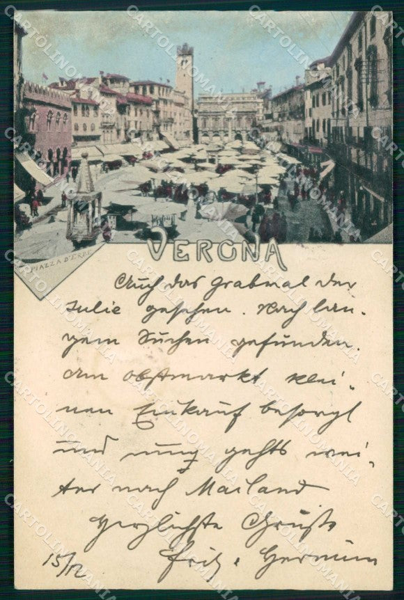 Verona Città Piazza Erbe Mercato cartolina RT2272 – fronte