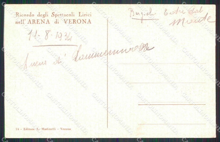 Verona Città Arena Spettacolo Opera Foto cartolina RT2274 – retro