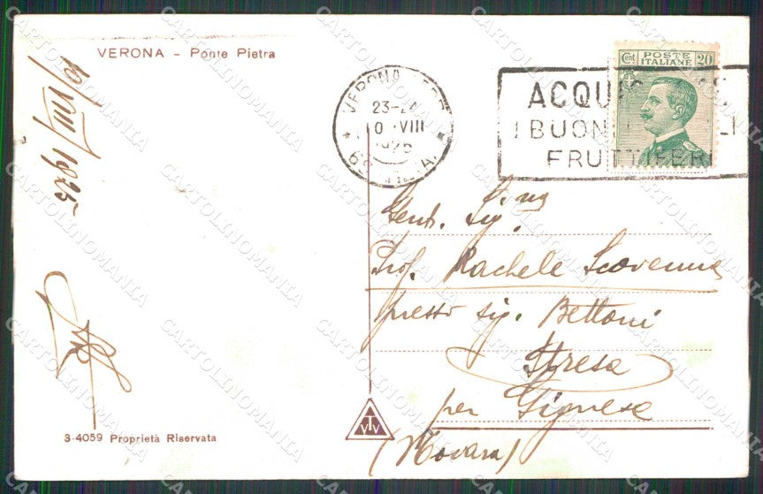 Verona Città Ponte Pietra Chiaro di Luna cartolina RT2280 – retro