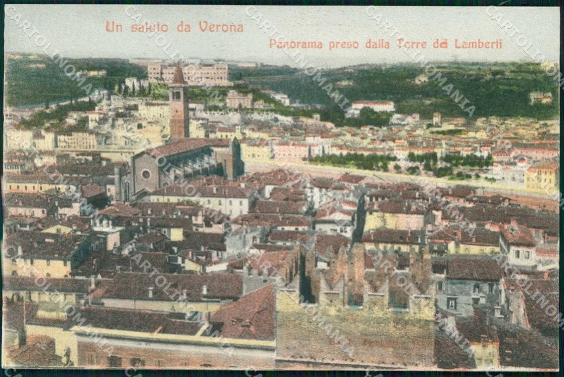 Verona Città Saluto da Veduta dalla Torre dei Lamberti cartolina RT2285 – fronte