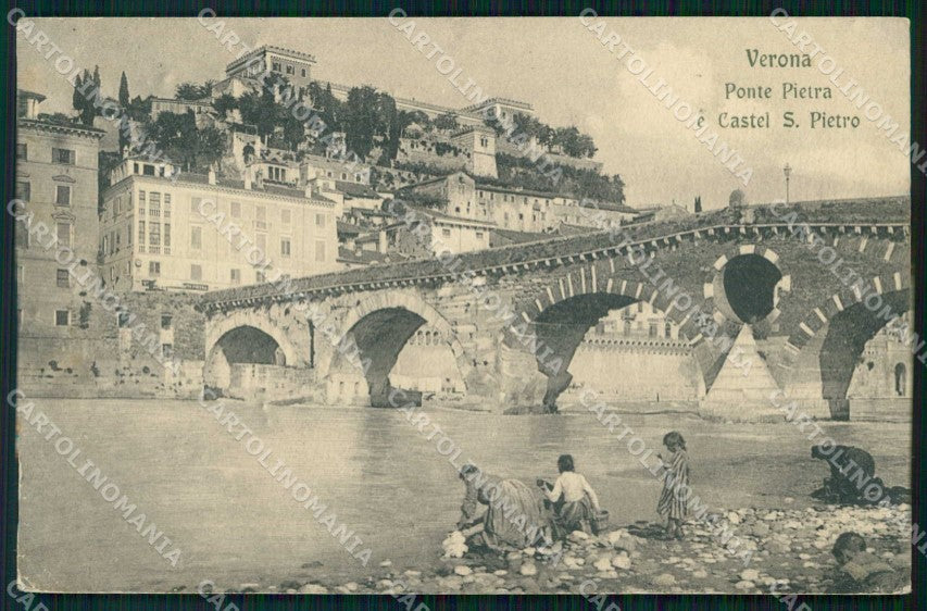 Verona Città Ponte Pietra Castel San Pietro cartolina RT2294 – fronte