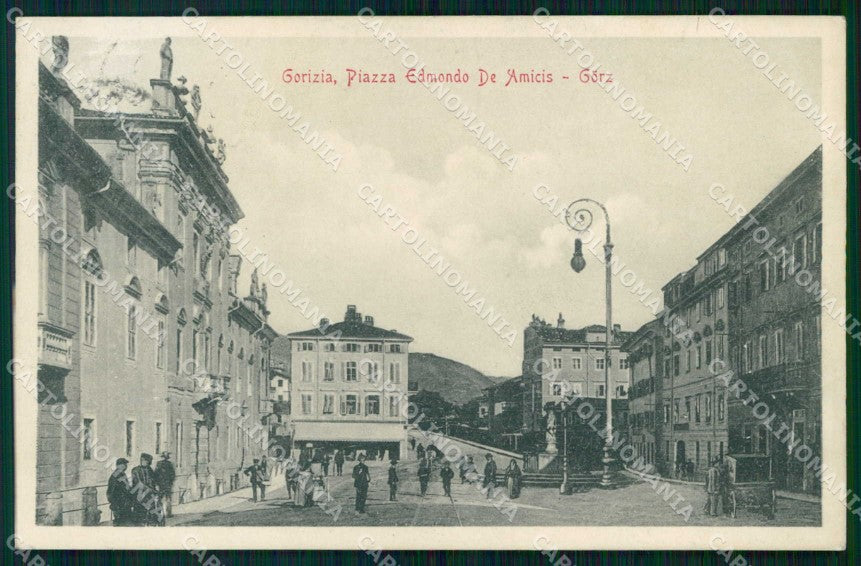 Gorizia Città Piazza Edmondo De Amicis Stengel PIEGHINA cartolina RT2387 – fronte