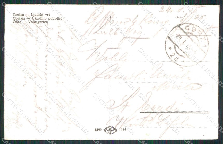 Gorizia Città Giardino Pubblico cartolina RT2389 – retro