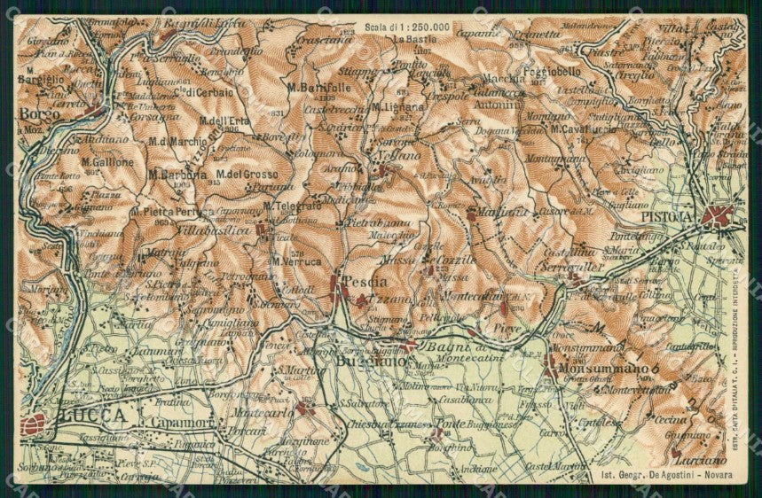 Lucca Pistoia PesciaCartina Geografica Mappa 38 cartolina RT2486 – fronte