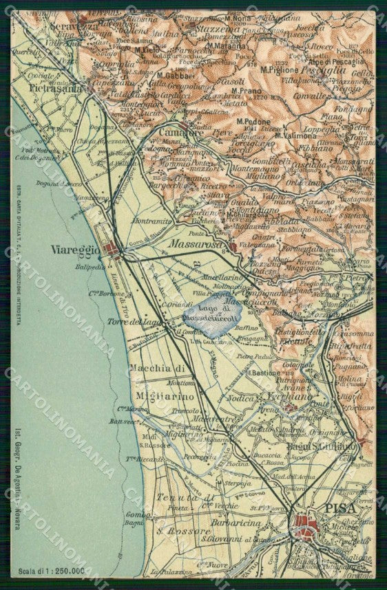 Lucca Pisa Viareggio Cartina Geografica Mappa 36 cartolina RT2488 – fronte