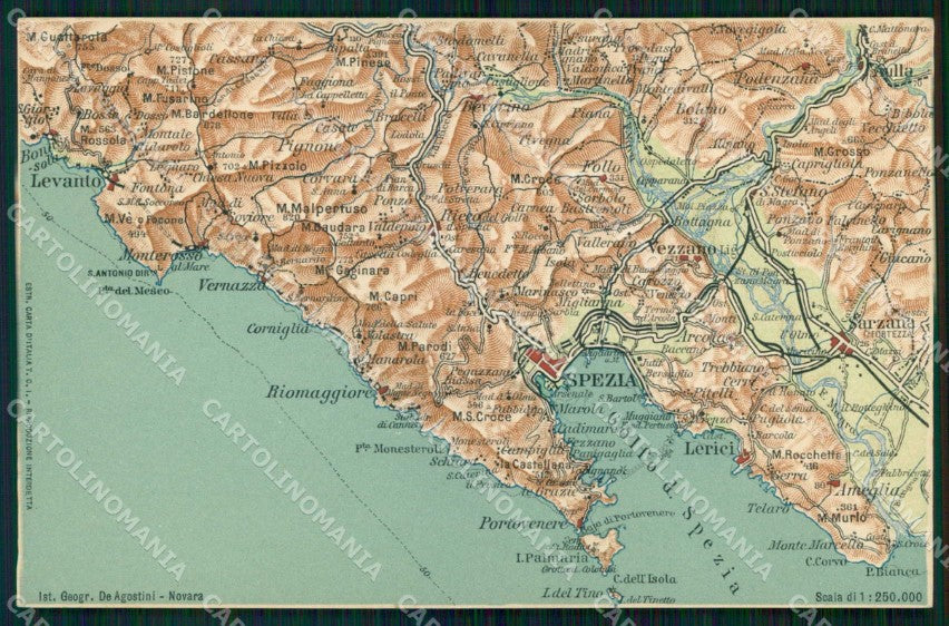 La Spezia Cinque Terre Cartina Geografica Mappa 34cartolina RT2490 – fronte