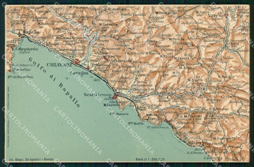 Genova Rapallo Santa Margherita Lavagna Mappa 33 cartolina RT2491 – fronte