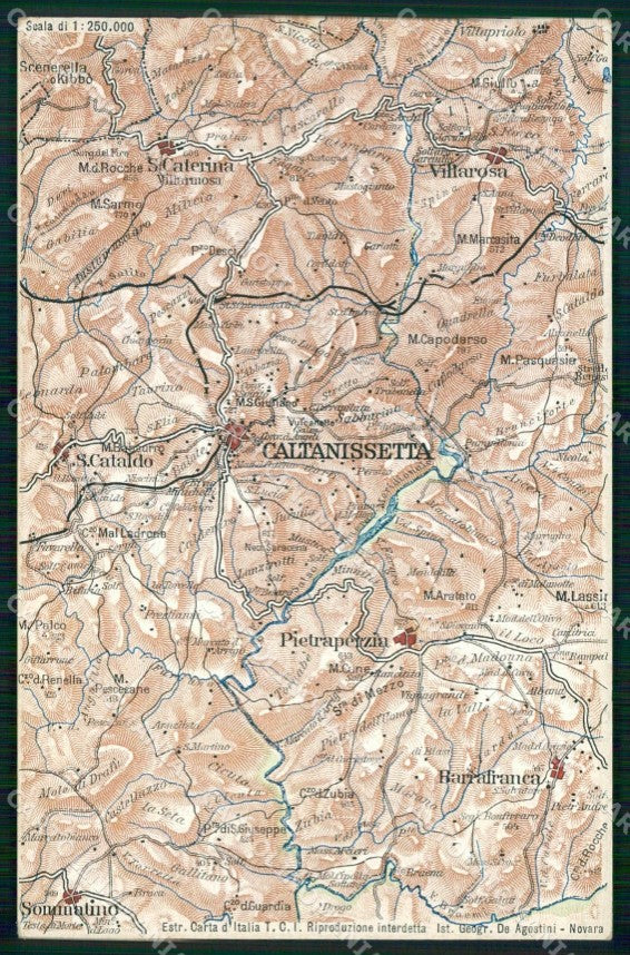 Caltanissetta Sommatino Cartina Geografica Mappa 14 cartolina RT2497 – fronte