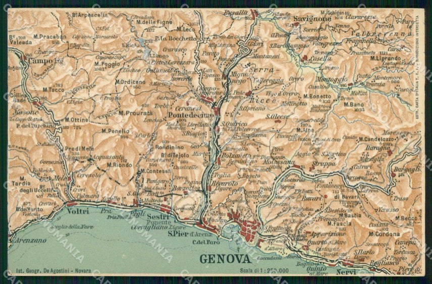 Genova Voltri Sestri Cartina Geografica Mappa 31 cartolina RT2498 – fronte