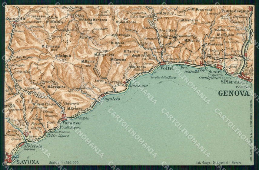 Genova Savona Celle Varazze Cogoleto Mappa 30 cartolina RT2499 – fronte