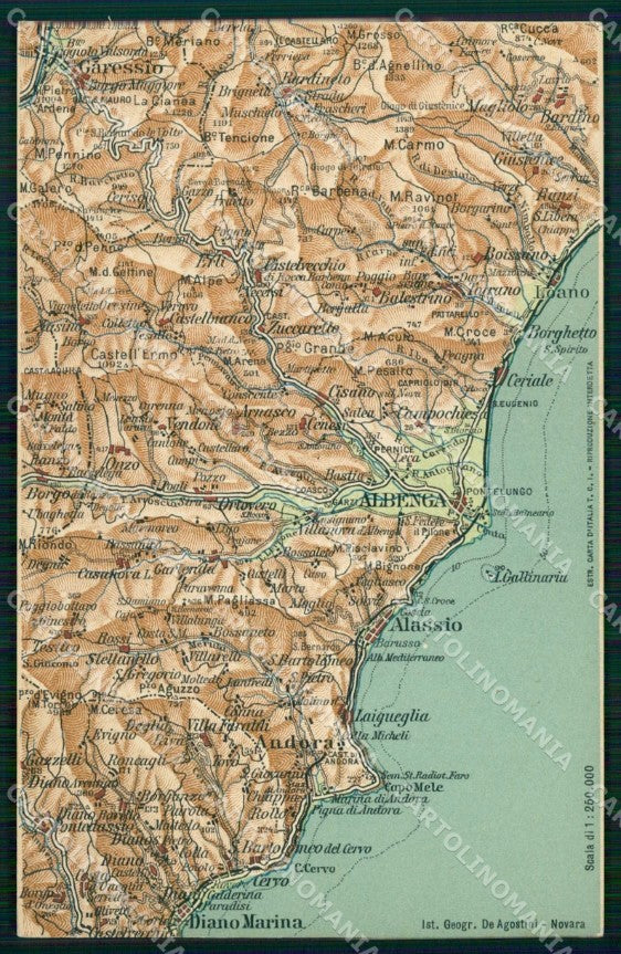 Savona Albenda Diano Alassio Cartina Geografica Mappa 27 cartolina RT2502 – fronte