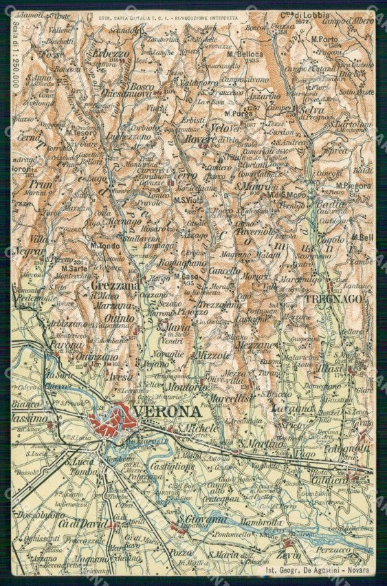 Verona Tregnago Cartina Geografica Mappa 69 cartolina RT2504 – fronte