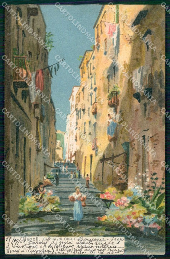 Napoli Città Gradini di Chiaia cartolina RT2507 – fronte