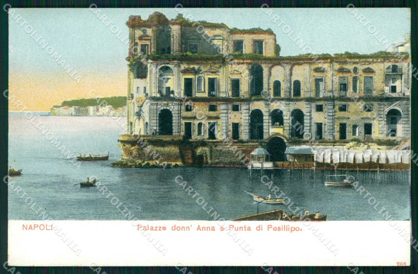 Napoli Città Palazzo Donn'Anna Punta di Posillipo Barche cartolina RT2536 – fronte