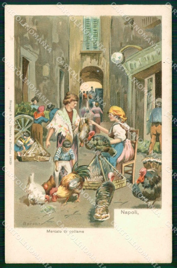 Napoli Città Mercato di Pollame Mestieri Stengel 19929 cartolina RT2539 – fronte
