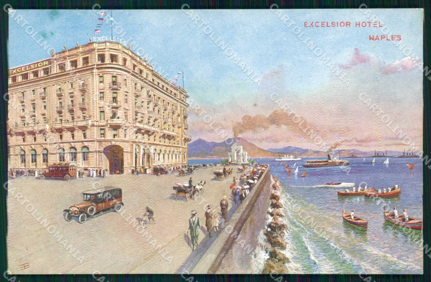 Napoli Città Hotel Excelsior Vesuvio Barche cartolina RT2548 – fronte