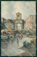 Napoli Città Porta Capuana Dipinto del Pittore Carelli cartolina RT2557 – fronte