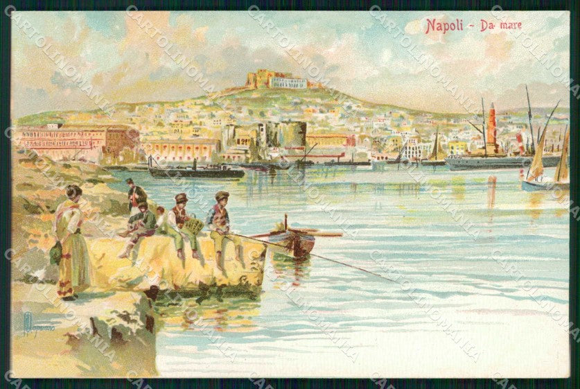 Napoli Città Veduta del Mare Barche Capuano cartolina RT2579 – fronte