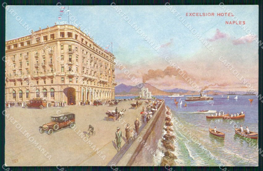 Napoli Città Hotel Excelsior Vesuvio Barche cartolina RT2593 – fronte