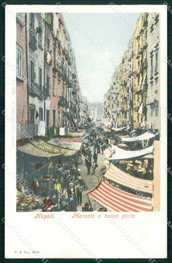 Napoli Città Via di Basso Porto Mercato cartolina RT2600 – fronte