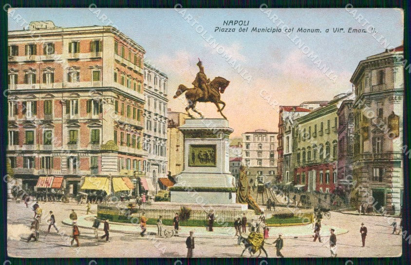 Napoli Città Piazza Municipio Monumento Vitt Emanuele II ABRASA cartolina RT2611 – fronte