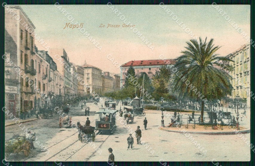 Napoli Città Piazza Cavour Tram Trebert cartolina RT2621 – fronte