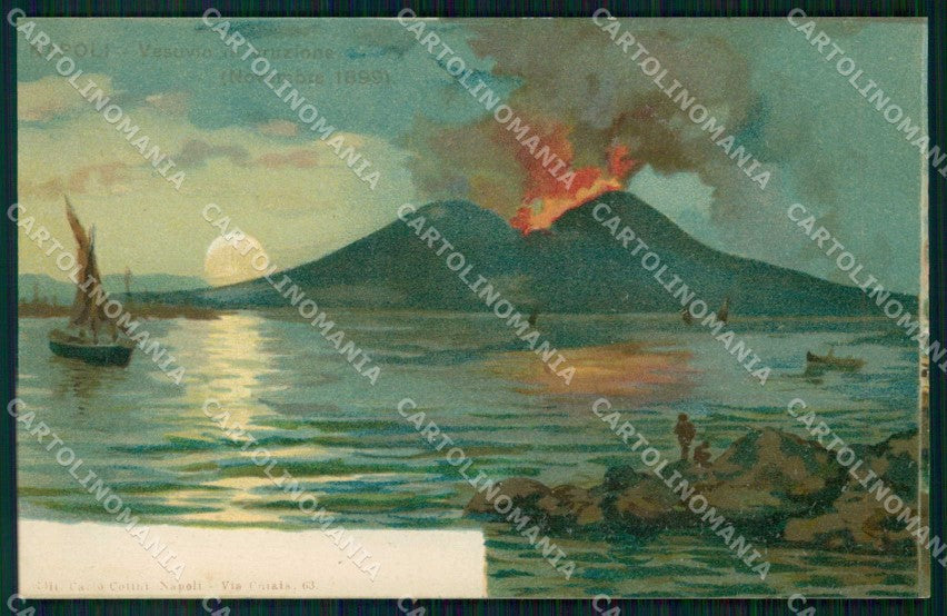 Napoli Città Vesuvio in Eruzione cartolina RT2627 – fronte