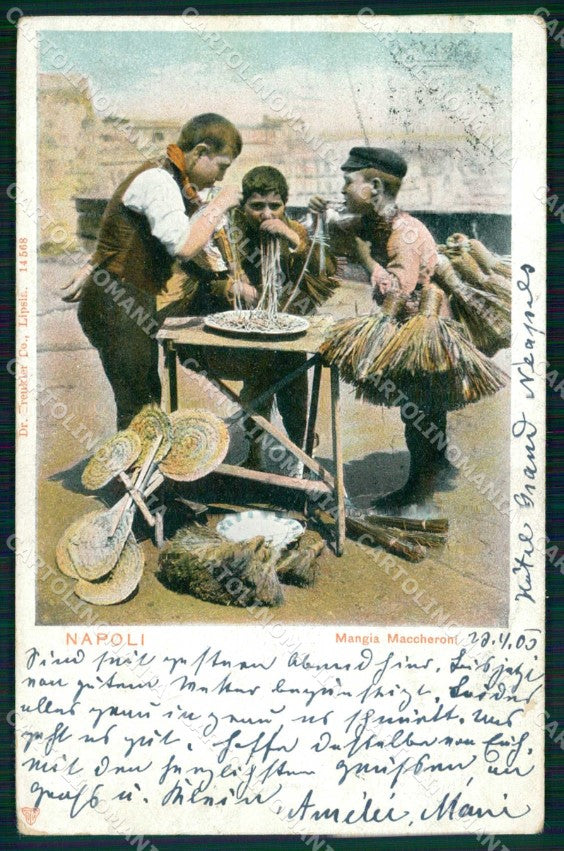 Napoli Città Mangia Maccheroni Costumi Trenkler 14568 cartolina RT2634 – fronte