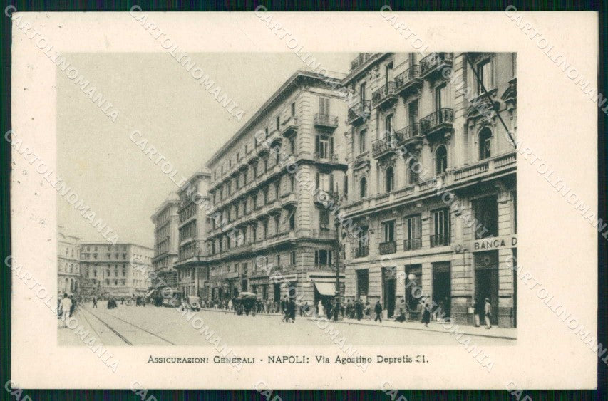 Napoli Città Assicurazioni Generali Tram PIEGA cartolina RT2647 – fronte